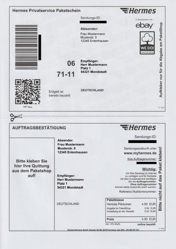 Hermes versandaufkleber online - versandaufkleber,