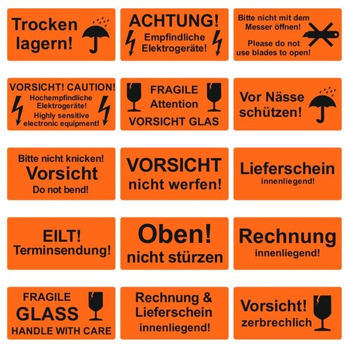 Versandetiketten/Warnaufkleber